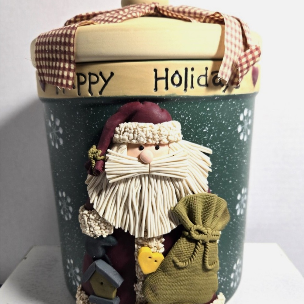 Festive Green Santa Holiday Container